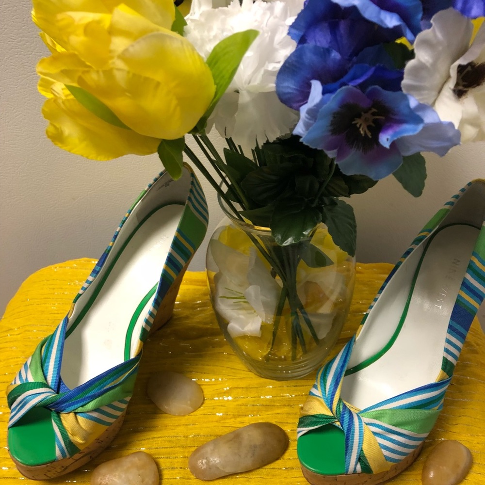 Nine West  “ChillPill” Multi Color Wedge Sandal